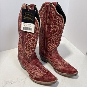 J.B. Dillon Zinnia Women's Western Boot Red Distressed Size 7.5 B